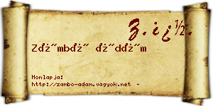 Zámbó Ádám névjegykártya